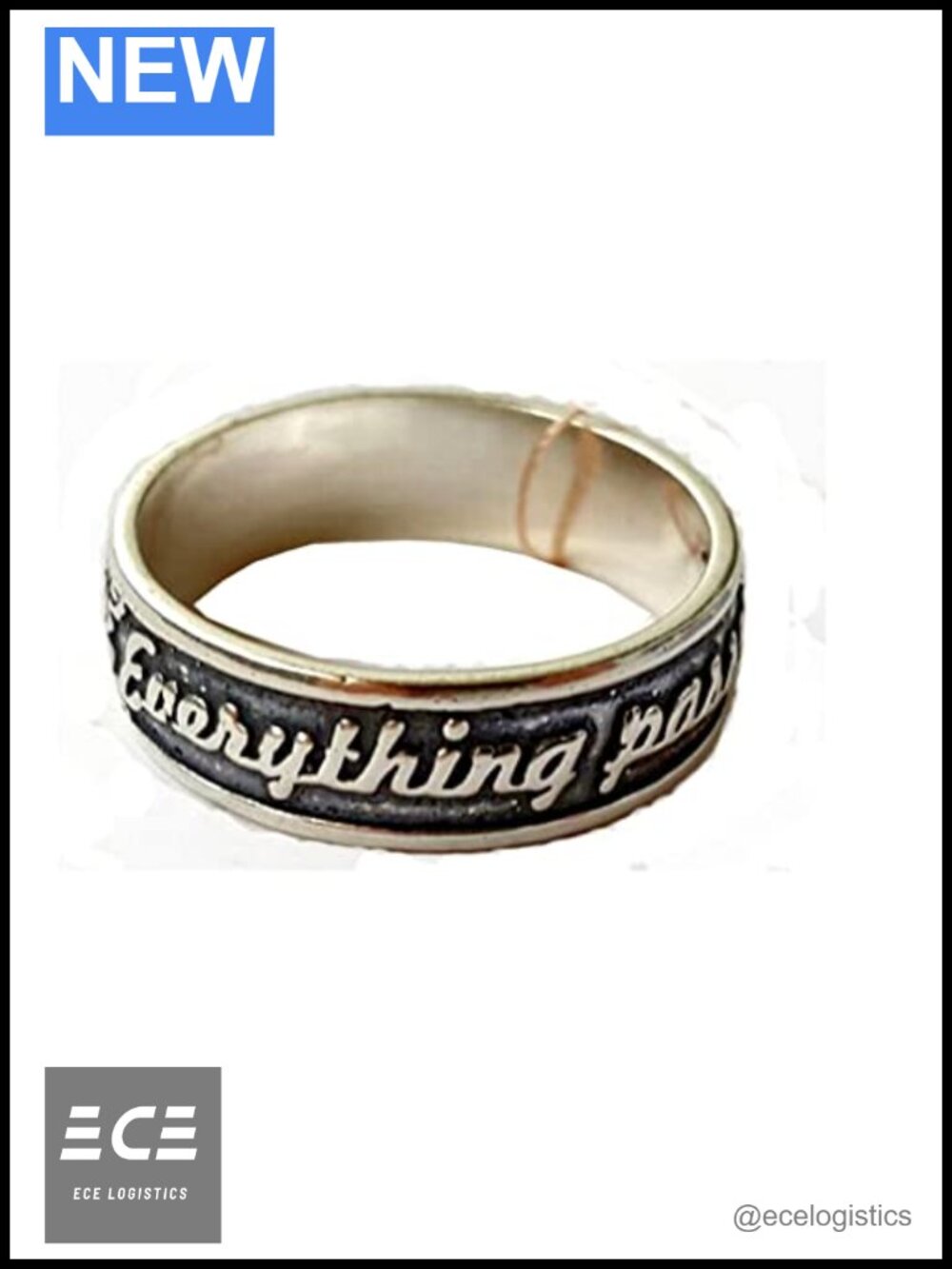 Sterling Silver 925 Everything Passes Ring Band 21.5mm Unisex